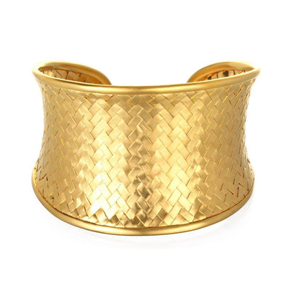 SATYA - Gold Medium Basketweave Bracelet Cuff - - Das Berlinerzimmer